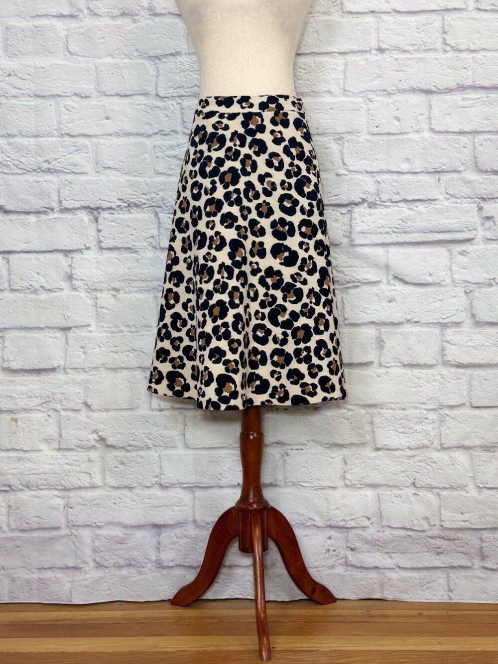 Ann Taylor Factory Beige Animal Print Midi Skirt